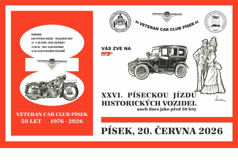 Letem proti času - plakát na akci XXVI. písecká jízda historických vozidel „Aneb dnes jako před 50 lety“